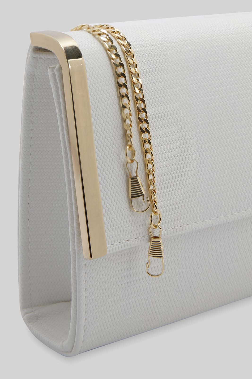 Redtag-White-Clutch-Bag-Metal-Bar-Category:Bags,-Colour:White,-Filter:Women's-Accessories,-New-In,-New-In-Women-ACC,-Non-Sale,-Section:Women,-W22B,-Women-Bags-Women-