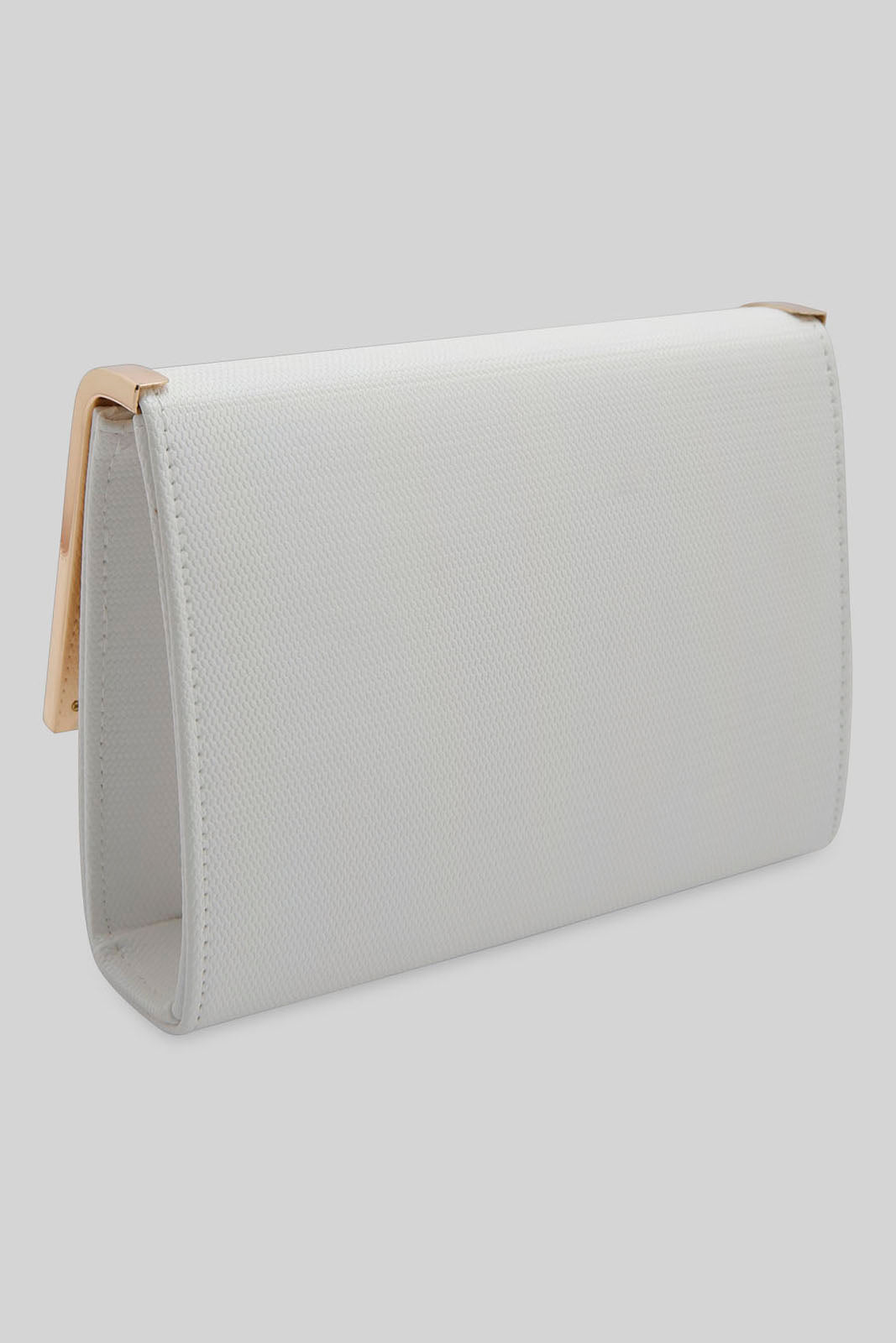 Redtag-White-Clutch-Bag-Metal-Bar-Category:Bags,-Colour:White,-Filter:Women's-Accessories,-New-In,-New-In-Women-ACC,-Non-Sale,-Section:Women,-W22B,-Women-Bags-Women-