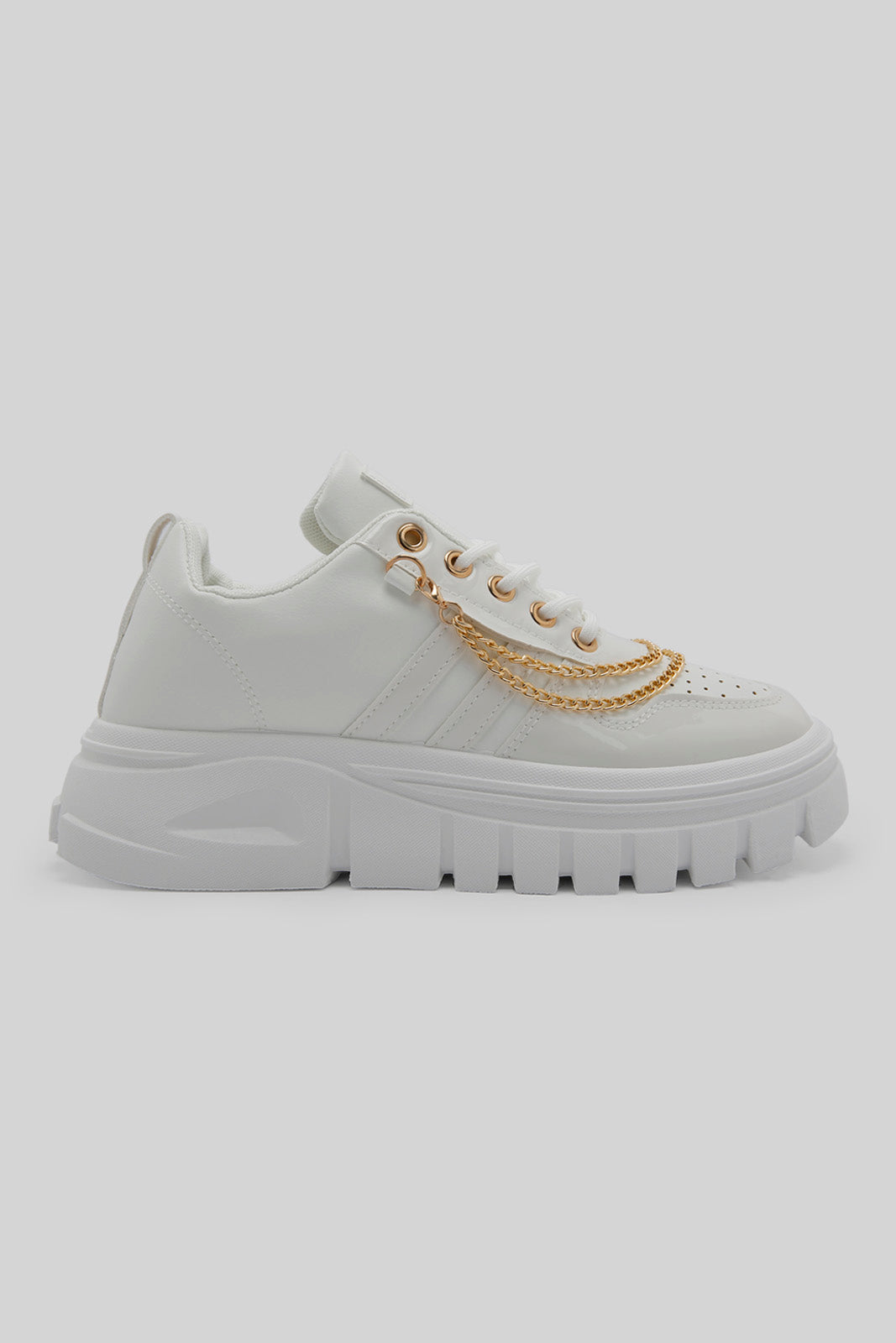 Redtag-White-Trainer-With-Chain-Trim-Category:Trainers,-Colour:White,-Deals:New-In,-Dept:Ladieswear,-Filter:Women's-Footwear,-New-In-Women-FOO,-Non-Sale,-Section:Women,-W22B,-Women-Trainers-Women's-