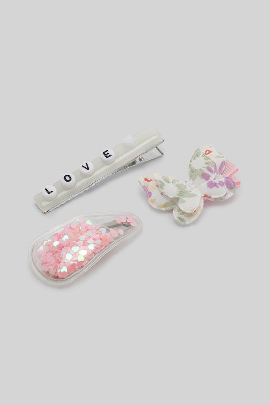 Redtag-S/3-Hair-Clip-Category:Hair-Accessories,-Colour:Assorted,-Filter:Girls-Accessories,-GIR-Hair-Accessories,-New-In,-New-In-GIR-ACC,-Non-Sale,-Section:Girls-(0-to-14Yrs),-W22B-Girls-