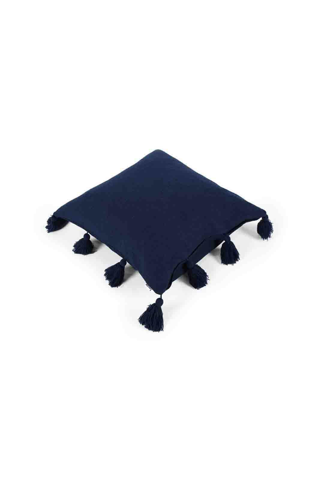 Redtag-Navy-Textured-Cushions-With-Tassels-Category:Cushions,-Colour:Navy,-Deals:New-In,-Dept:Home,-Filter:Home-Bedroom,-HMW-BED-Cushions,-New-In-HMW-BED,-Non-Sale,-Section:Homewares,-W22B-Home-Bedroom-