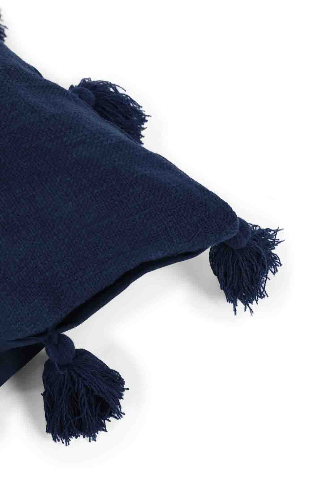 Redtag-Navy-Textured-Cushions-With-Tassels-Category:Cushions,-Colour:Navy,-Deals:New-In,-Dept:Home,-Filter:Home-Bedroom,-HMW-BED-Cushions,-New-In-HMW-BED,-Non-Sale,-Section:Homewares,-W22B-Home-Bedroom-