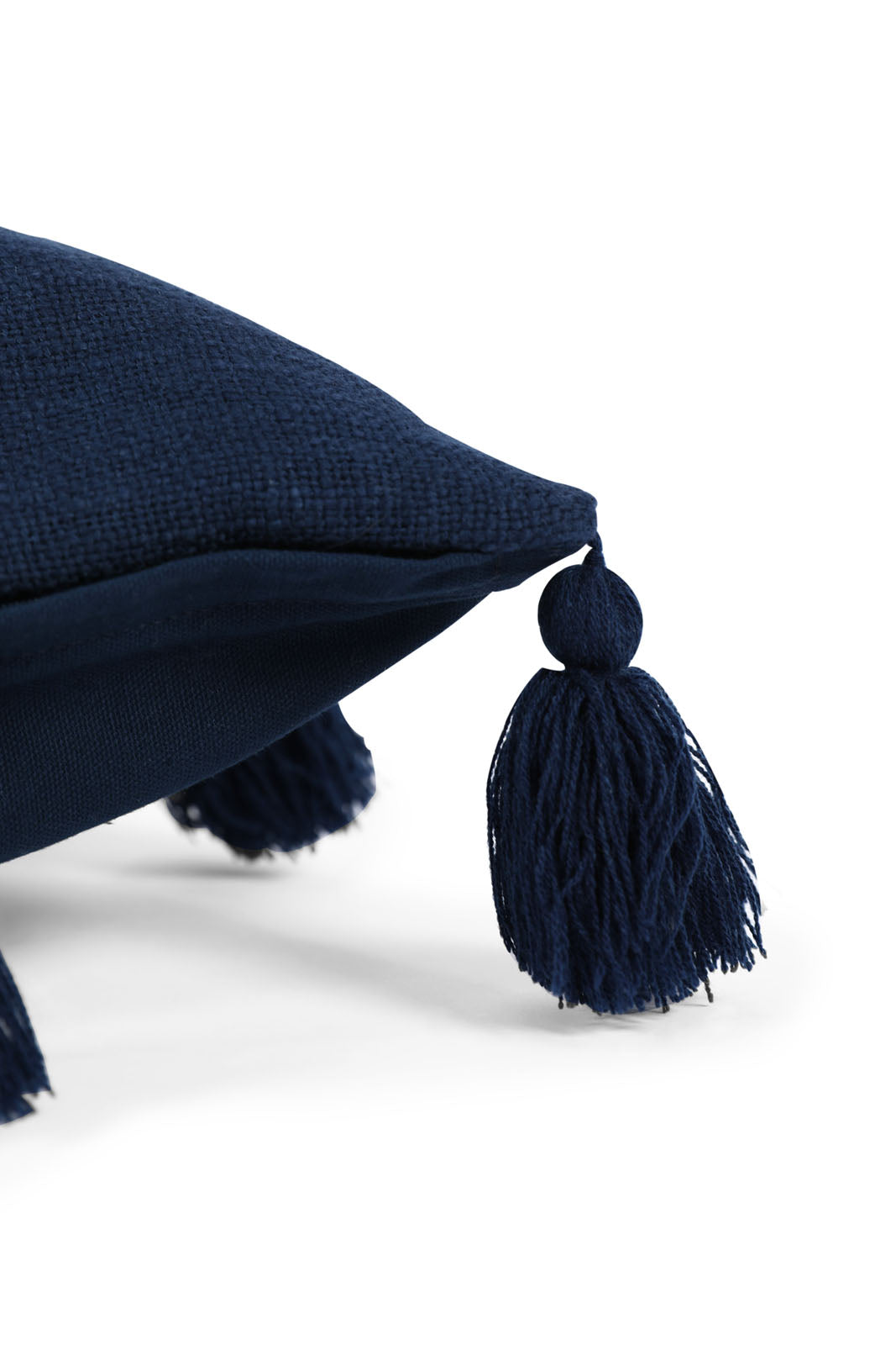 Redtag-Navy-Textured-Cushions-With-Tassels-Category:Cushions,-Colour:Navy,-Deals:New-In,-Dept:Home,-Filter:Home-Bedroom,-HMW-BED-Cushions,-New-In-HMW-BED,-Non-Sale,-Section:Homewares,-W22B-Home-Bedroom-