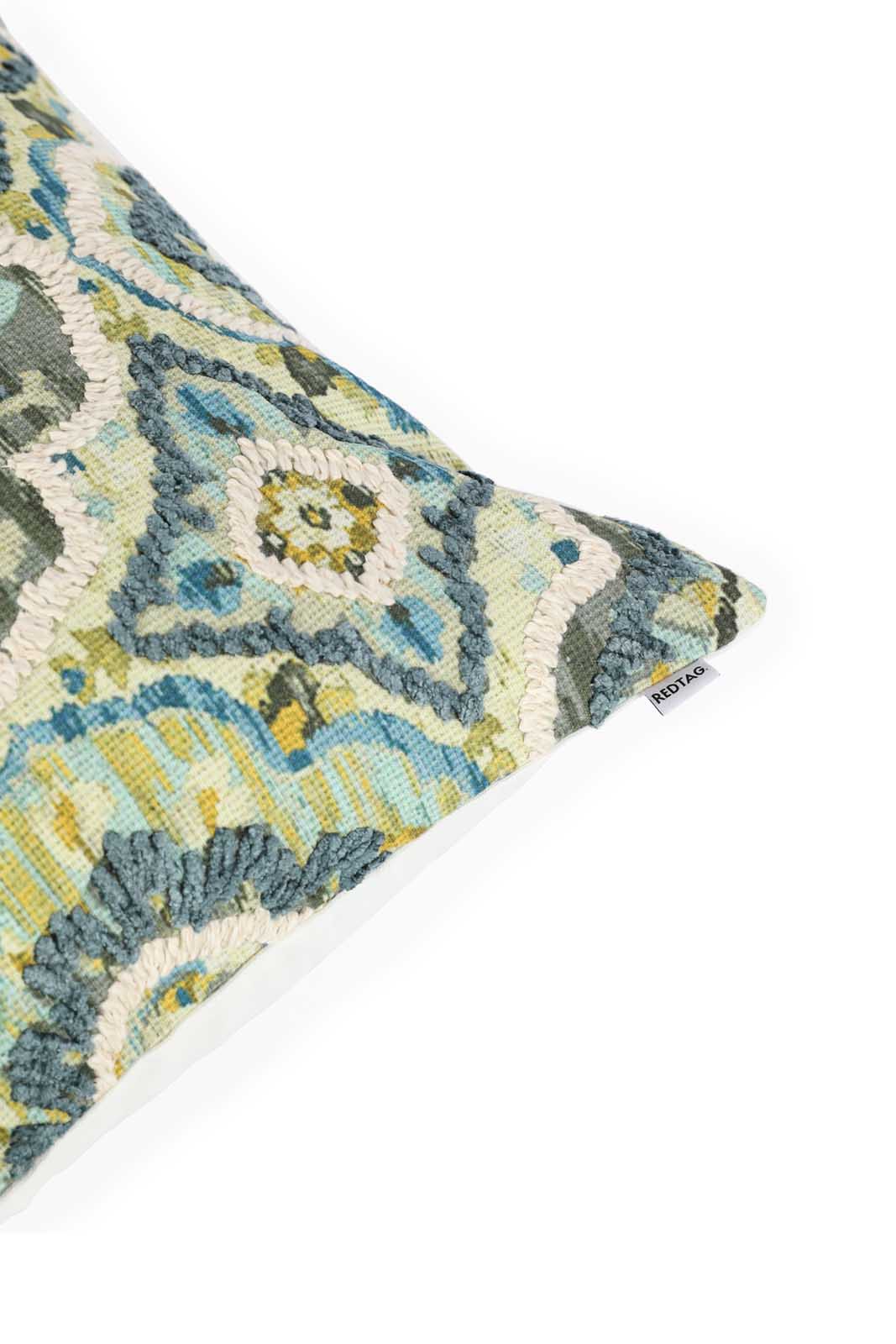 Redtag-Green-Printed-Cushion-With-Embroidery-Category:Cushions,-Colour:Green,-Deals:New-In,-Dept:Home,-Filter:Home-Bedroom,-HMW-BED-Cushions,-New-In-HMW-BED,-Non-Sale,-Section:Homewares,-W22B-Home-Bedroom-
