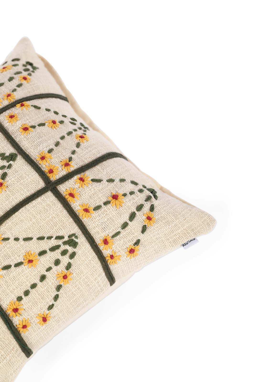 Redtag-Beige-Hand-Work-Embroidery-Cushion-Category:Cushions,-Colour:Beige,-Deals:New-In,-Dept:Home,-Filter:Home-Bedroom,-HMW-BED-Cushions,-New-In-HMW-BED,-Non-Sale,-Section:Homewares,-W22B-Home-Bedroom-