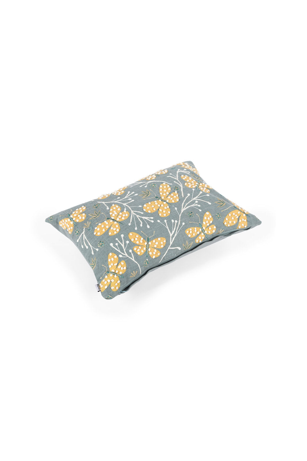 Redtag-Yellow-Printed-Cushion-With-Embroidery-Category:Cushions,-Colour:Yellow,-Deals:New-In,-Dept:Home,-Filter:Home-Bedroom,-HMW-BED-Cushions,-New-In-HMW-BED,-Non-Sale,-Section:Homewares,-W22B-Home-Bedroom-