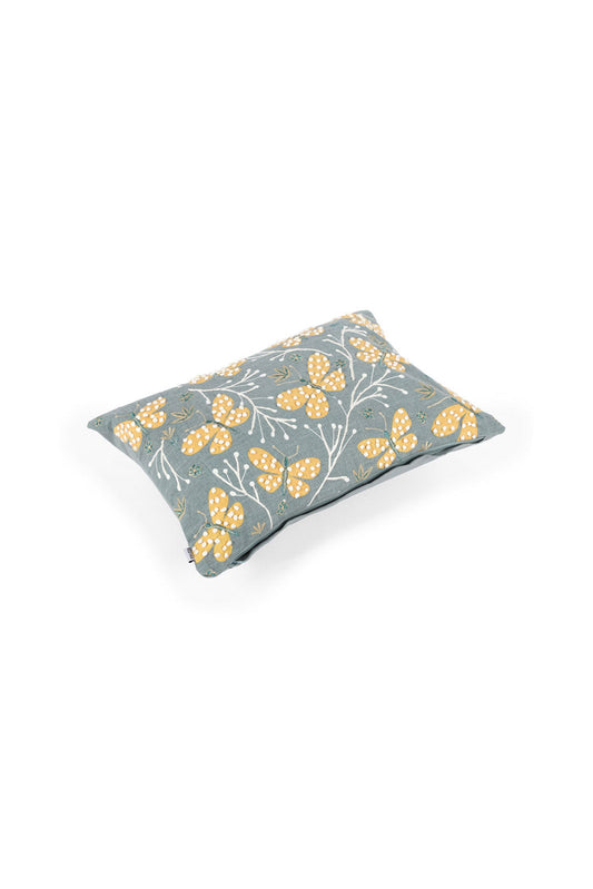 Redtag-Yellow-Printed-Cushion-With-Embroidery-Category:Cushions,-Colour:Yellow,-Deals:New-In,-Dept:Home,-Filter:Home-Bedroom,-HMW-BED-Cushions,-New-In-HMW-BED,-Non-Sale,-Section:Homewares,-W22B-Home-Bedroom-