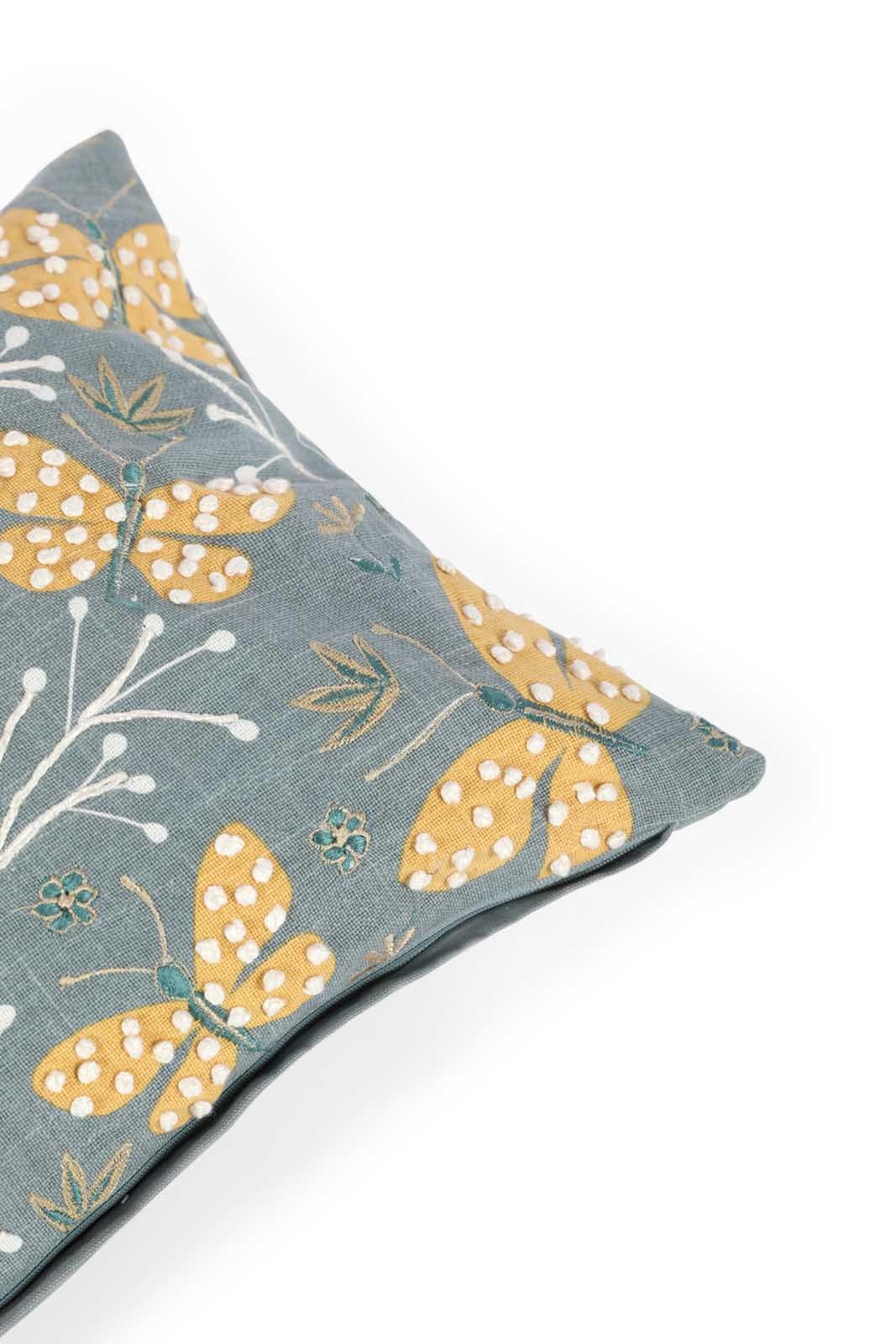 Redtag-Yellow-Printed-Cushion-With-Embroidery-Category:Cushions,-Colour:Yellow,-Deals:New-In,-Dept:Home,-Filter:Home-Bedroom,-HMW-BED-Cushions,-New-In-HMW-BED,-Non-Sale,-Section:Homewares,-W22B-Home-Bedroom-