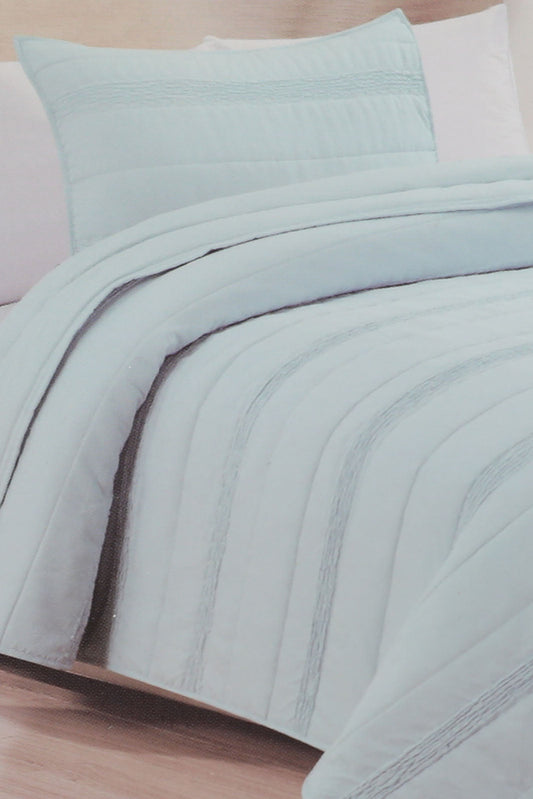 Redtag-Teal-2-Pc-Gathered-Bedspread-(Single-Size)-Category:Bedspreads,-Colour:Teal,-Deals:New-In,-Dept:Home,-Filter:Home-Bedroom,-HMW-BED-Bedspreads,-Nature,-New-In-HMW-BED,-Non-Sale,-Section:Homewares,-W22B-Home-Bedroom-