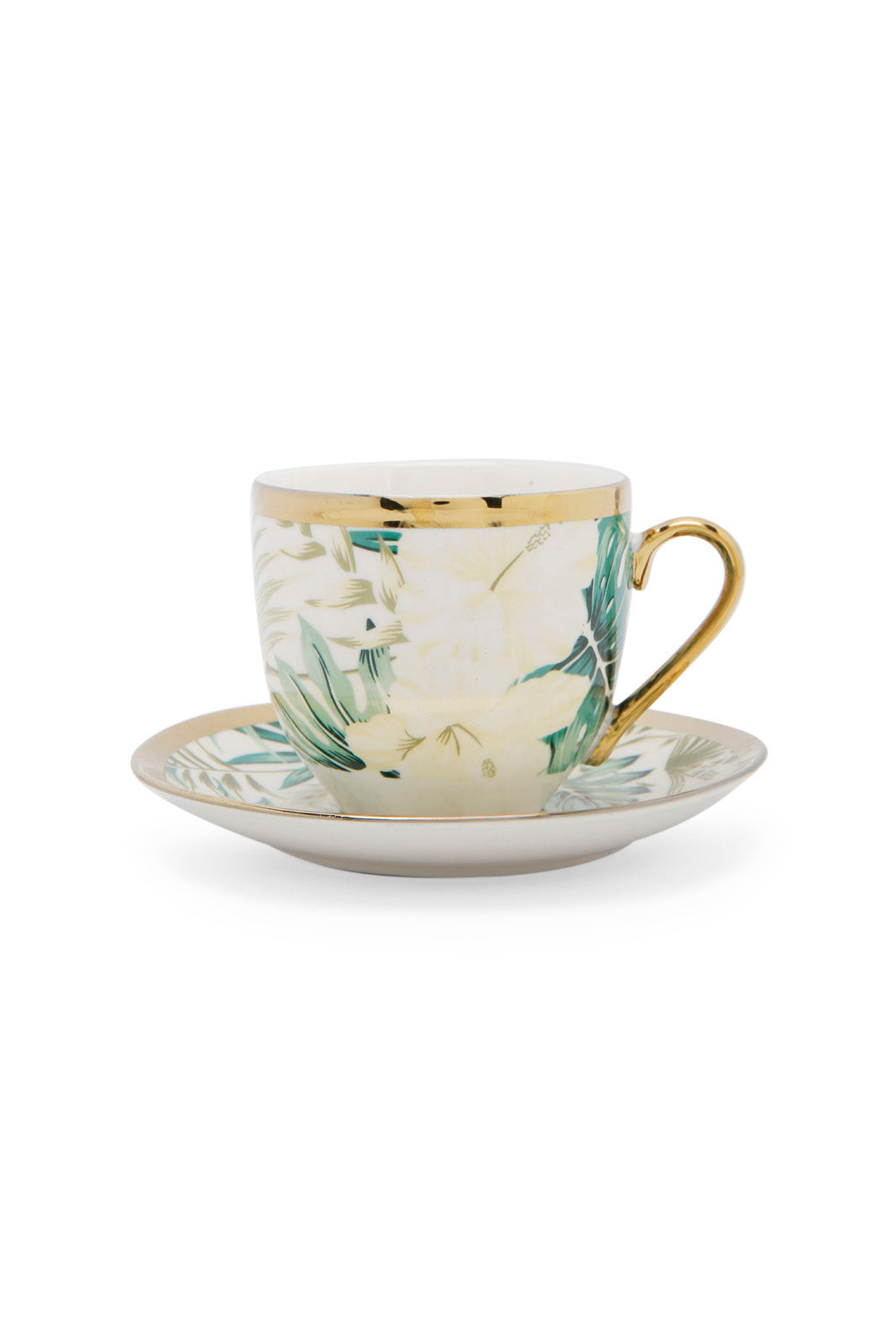 Redtag-Green-Floral-Tea-Cup-&-Saucer-Category:Cups-&-Mugs,-Colour:Assorted,-Deals:New-In,-Dept:Home,-Filter:Home-Dining,-HMW-DIN-Crockery,-New-In-HMW-DIN,-Non-Sale,-Section:Homewares,-W22A-Home-Dining-