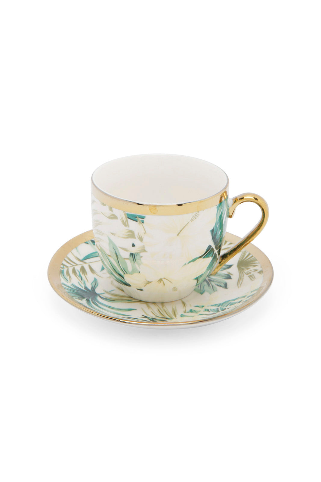 Redtag-Green-Floral-Tea-Cup-&-Saucer-Category:Cups-&-Mugs,-Colour:Assorted,-Deals:New-In,-Dept:Home,-Filter:Home-Dining,-HMW-DIN-Crockery,-New-In-HMW-DIN,-Non-Sale,-Section:Homewares,-W22A-Home-Dining-