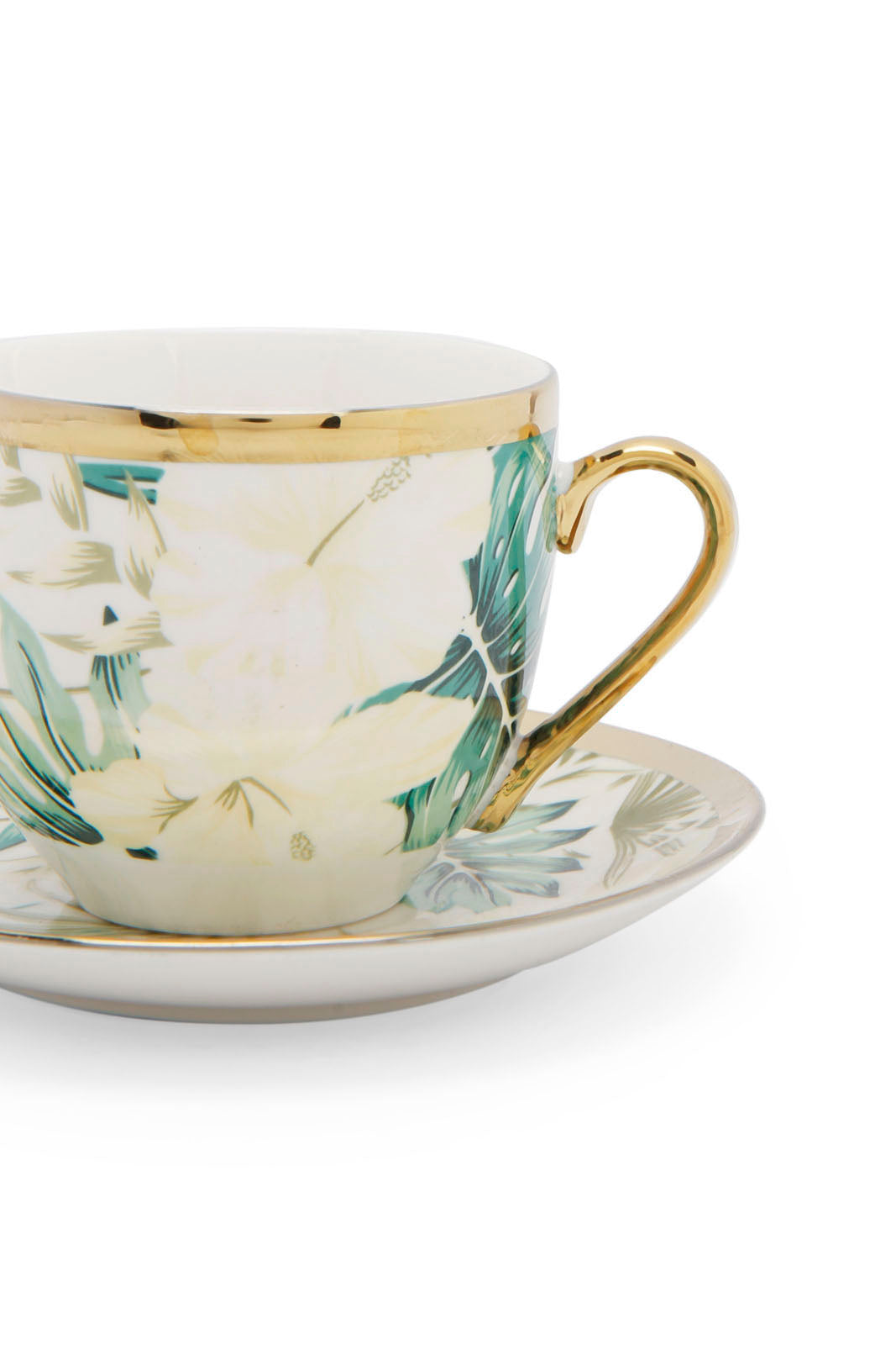 Redtag-Green-Floral-Tea-Cup-&-Saucer-Category:Cups-&-Mugs,-Colour:Assorted,-Deals:New-In,-Dept:Home,-Filter:Home-Dining,-HMW-DIN-Crockery,-New-In-HMW-DIN,-Non-Sale,-Section:Homewares,-W22A-Home-Dining-
