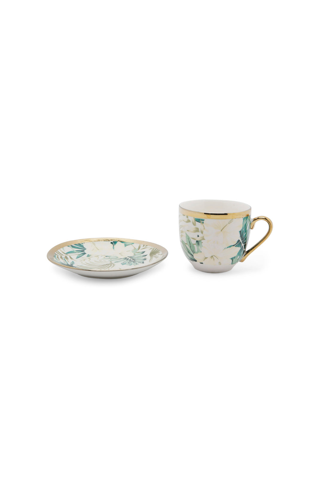 Redtag-Green-Floral-Tea-Cup-&-Saucer-Category:Cups-&-Mugs,-Colour:Assorted,-Deals:New-In,-Dept:Home,-Filter:Home-Dining,-HMW-DIN-Crockery,-New-In-HMW-DIN,-Non-Sale,-Section:Homewares,-W22A-Home-Dining-