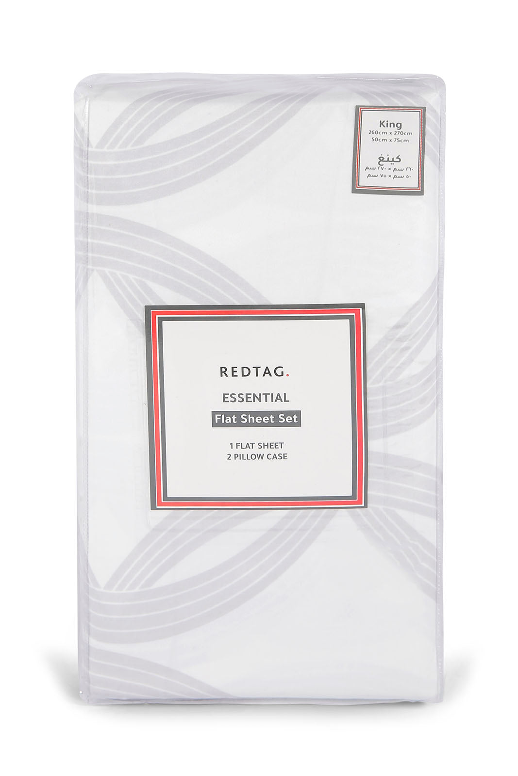 Redtag-White-Geometic-Flat-Sheet-(King-Size)-365,-Category:Flat-Sheets,-Colour:White,-Deals:New-In,-Dept:Home,-Filter:Home-Bedroom,-HMW-BED-Flat-Sheets,-New-In-HMW-BED,-Non-Sale,-Section:Homewares-Home-Bedroom-