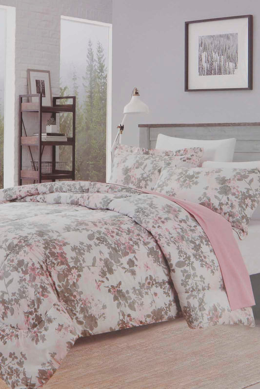 Redtag-Pink-3Pc-Floral-Comforter-Set-(Double-Size)-365,-Category:Comforters,-Colour:Pink,-Deals:New-In,-Dept:Home,-Filter:Home-Bedroom,-HMW-BED-Comforters,-New-In-HMW-BED,-Non-Sale,-Section:Homewares-Home-Bedroom-