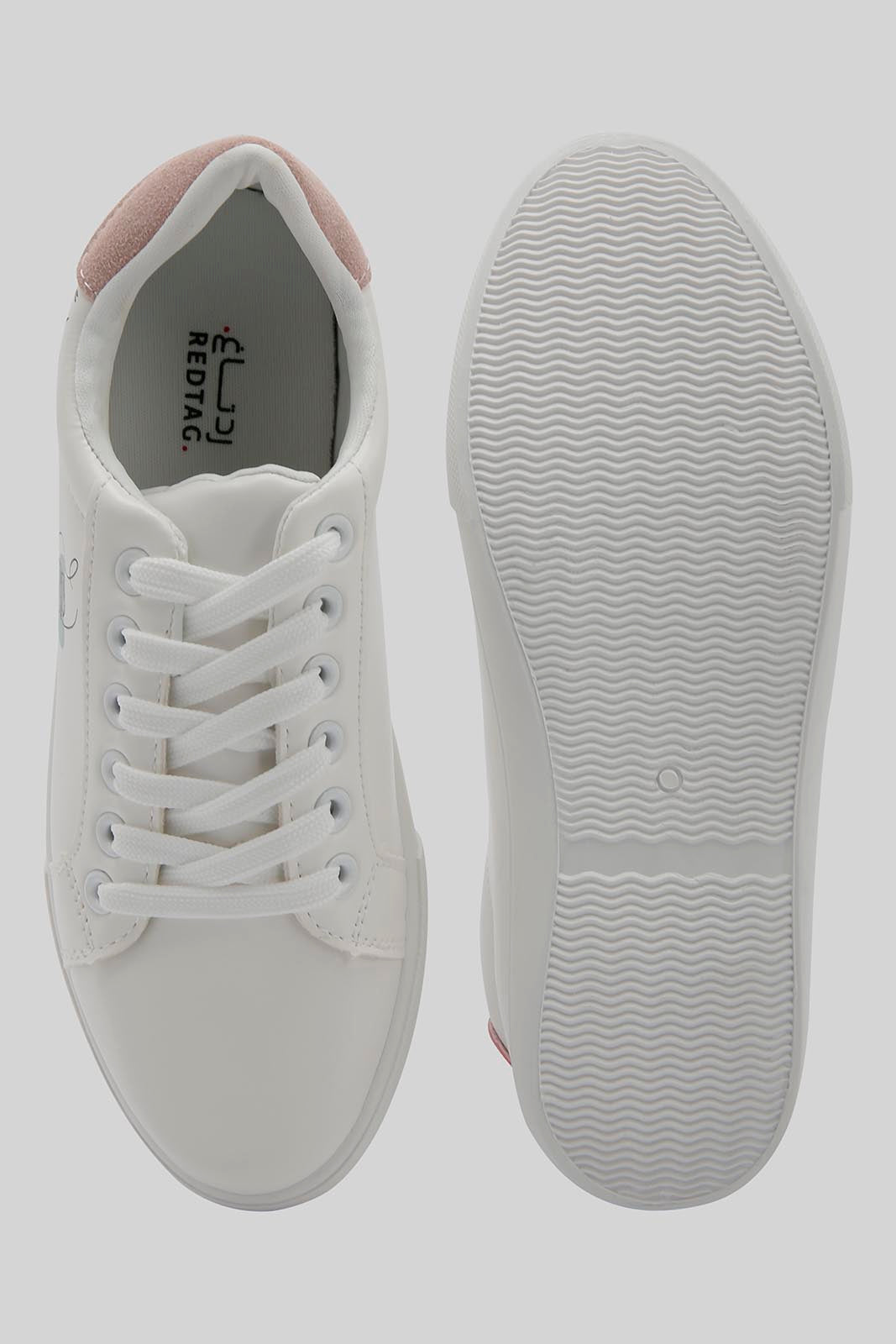 Redtag-White-Lace-Up-With-Print-Upper-Category:Trainers,-Colour:White,-Deals:New-In,-Filter:Women's-Footwear,-New-In-Women-FOO,-Non-Sale,-Section:Women,-W22B,-Women-Trainers-Women's-