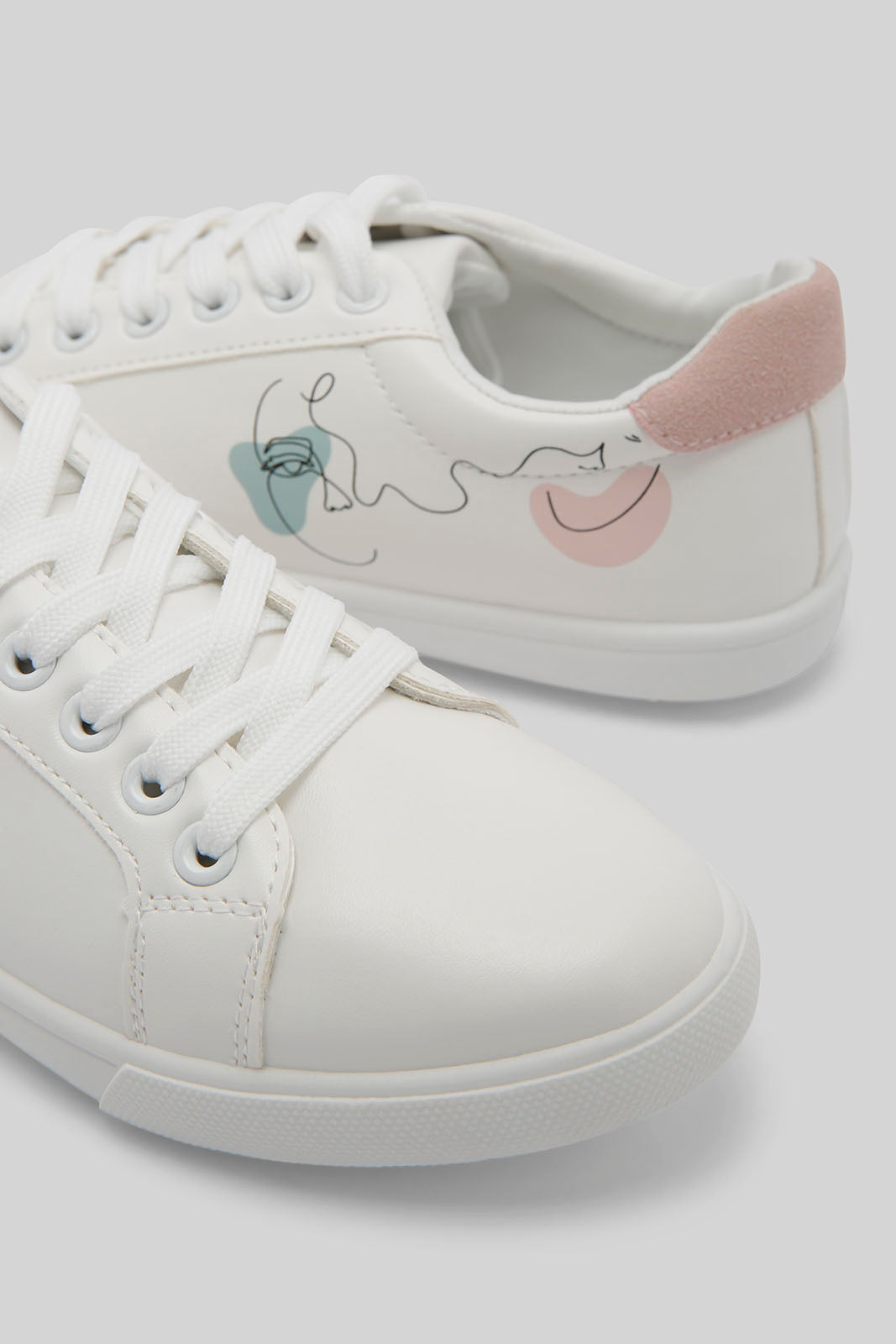 Redtag-White-Lace-Up-With-Print-Upper-Category:Trainers,-Colour:White,-Deals:New-In,-Filter:Women's-Footwear,-New-In-Women-FOO,-Non-Sale,-Section:Women,-W22B,-Women-Trainers-Women's-