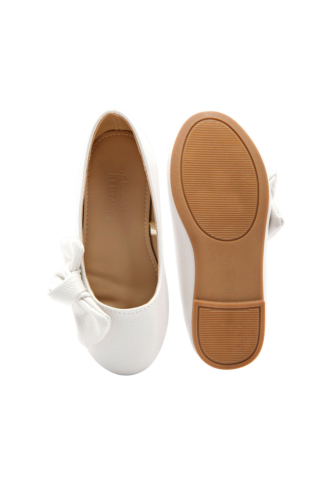 Redtag-White-Bow-Trim-Ballerina-Category:Shoes,-Colour:White,-Deals:New-In,-Dept:Girls,-Filter:Girls-Footwear-(3-to-5-Yrs),-GIR-Shoes,-New-In-GIR-FOO,-Non-Sale,-Section:Girls-(0-to-14Yrs),-W22B-Girls-3 to 5 Years
