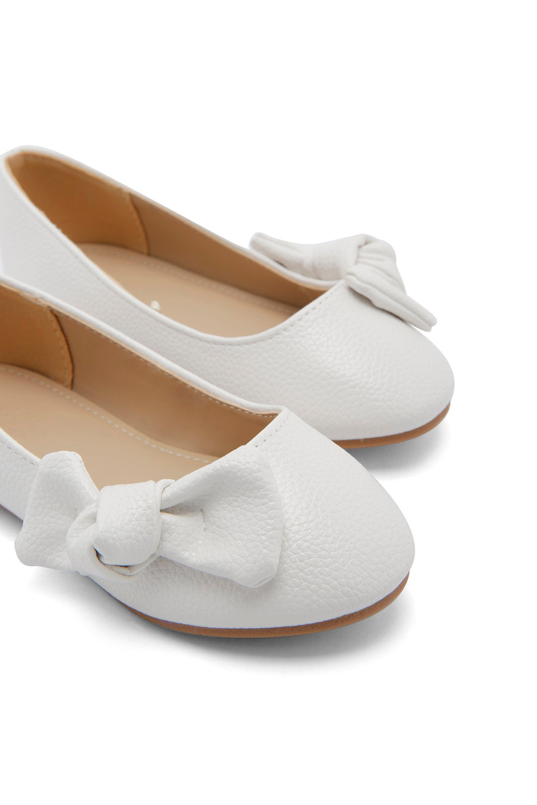 Redtag-White-Bow-Trim-Ballerina-Category:Shoes,-Colour:White,-Deals:New-In,-Dept:Girls,-Filter:Girls-Footwear-(3-to-5-Yrs),-GIR-Shoes,-New-In-GIR-FOO,-Non-Sale,-Section:Girls-(0-to-14Yrs),-W22B-Girls-3 to 5 Years