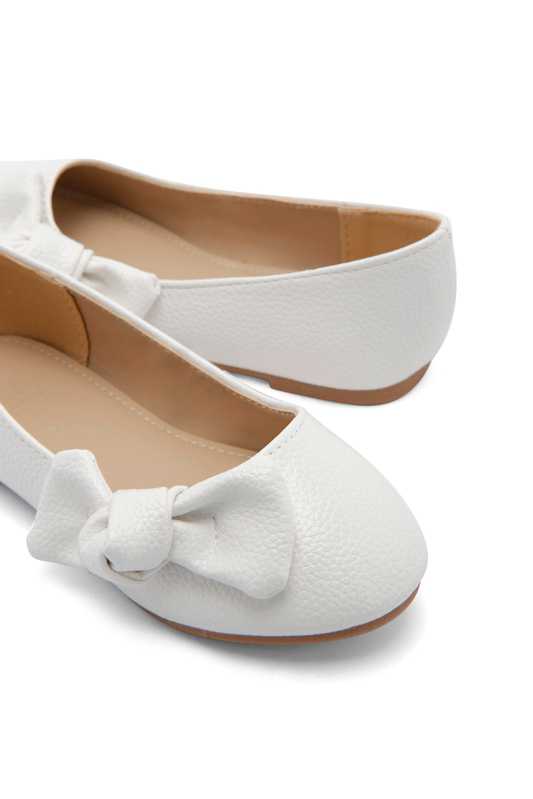 Redtag-White-Bow-Trim-Ballerina-Category:Shoes,-Colour:White,-Deals:New-In,-Dept:Girls,-Filter:Girls-Footwear-(3-to-5-Yrs),-GIR-Shoes,-New-In-GIR-FOO,-Non-Sale,-Section:Girls-(0-to-14Yrs),-W22B-Girls-3 to 5 Years
