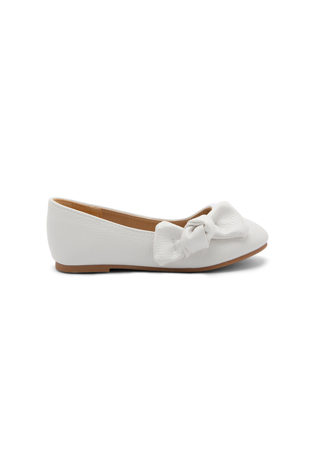 Redtag-White-Bow-Trim-Ballerina-Category:Shoes,-Colour:White,-Deals:New-In,-Dept:Girls,-Filter:Girls-Footwear-(3-to-5-Yrs),-GIR-Shoes,-New-In-GIR-FOO,-Non-Sale,-Section:Girls-(0-to-14Yrs),-W22B-Girls-3 to 5 Years