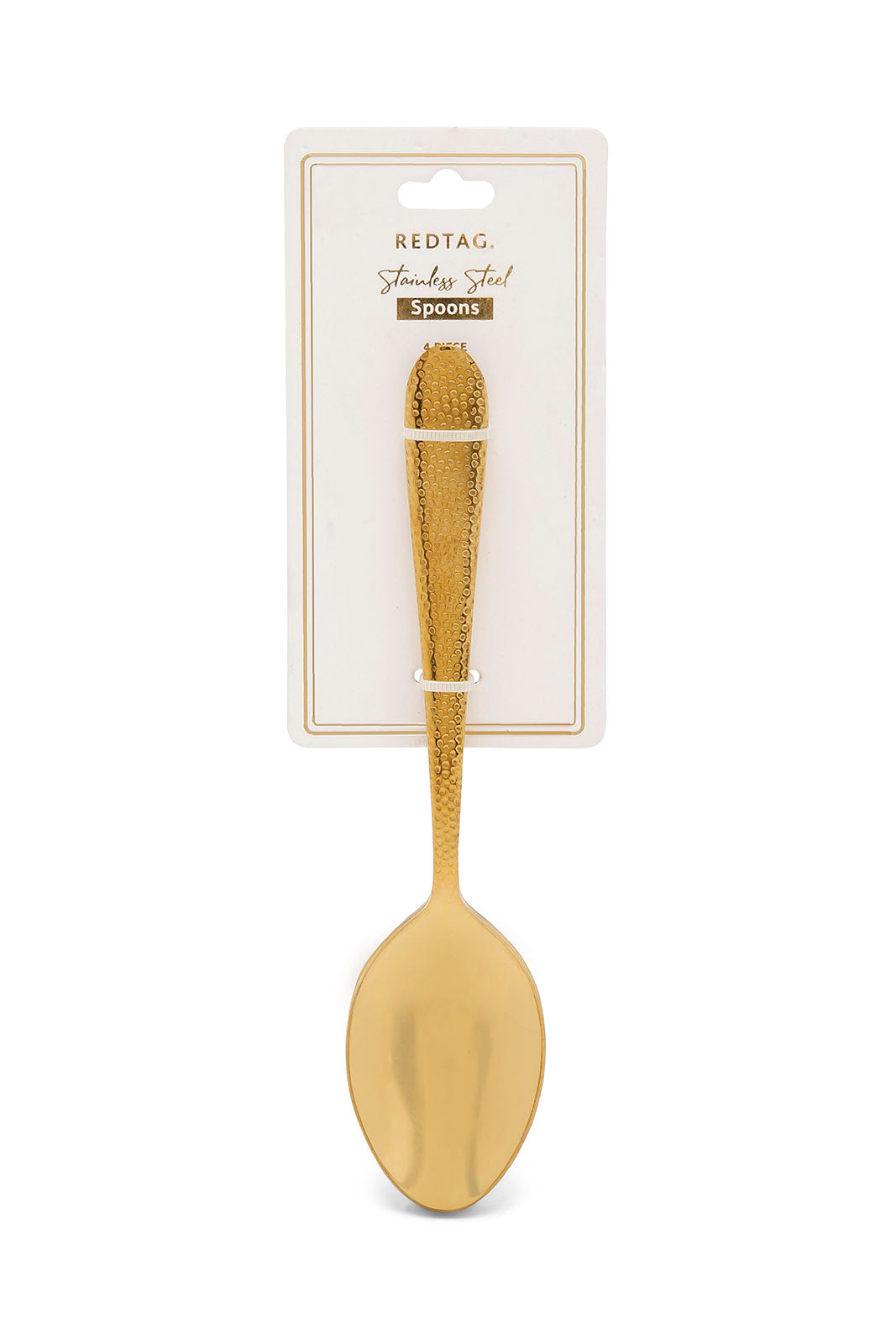 Redtag-Gold-Dinner-Spoon-Hammered-Finish-Set-(4-Piece)-Category:Spoons,-Colour:Gold,-Deals:New-In,-Dept:Home,-Filter:Home-Dining,-HMW-DIN-Cutlery,-New-In-HMW-DIN,-Non-Sale,-Section:Homewares,-W22B-Home-Dining-