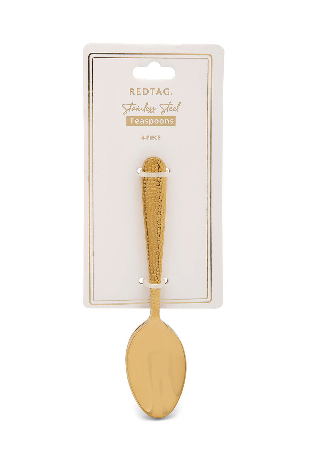 Redtag-Gold-Tea-Spoon-Hammered-Finish-Set-(4-Piece)-Category:Spoons,-Colour:Gold,-Deals:New-In,-Dept:Home,-Filter:Home-Dining,-HMW-DIN-Cutlery,-New-In-HMW-DIN,-Non-Sale,-Section:Homewares,-W22B-Home-Dining-