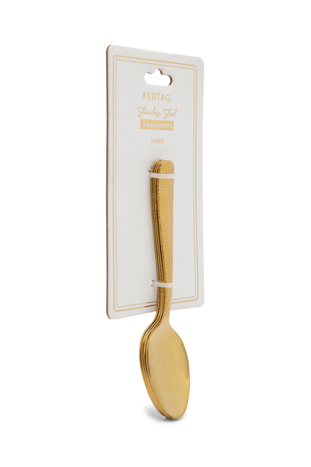 Redtag-Gold-Tea-Spoon-Hammered-Finish-Set-(4-Piece)-Category:Spoons,-Colour:Gold,-Deals:New-In,-Dept:Home,-Filter:Home-Dining,-HMW-DIN-Cutlery,-New-In-HMW-DIN,-Non-Sale,-Section:Homewares,-W22B-Home-Dining-