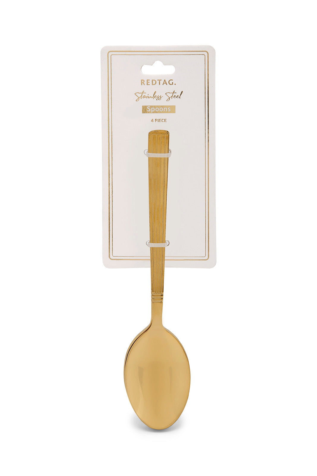 Redtag-Gold-Dinner-Spoon-Striped-Finish-Set-(4-Piece)-Category:Spoons,-Colour:Gold,-Deals:New-In,-Dept:Home,-Filter:Home-Dining,-HMW-DIN-Cutlery,-New-In-HMW-DIN,-Non-Sale,-Section:Homewares,-W22B-Home-Dining-