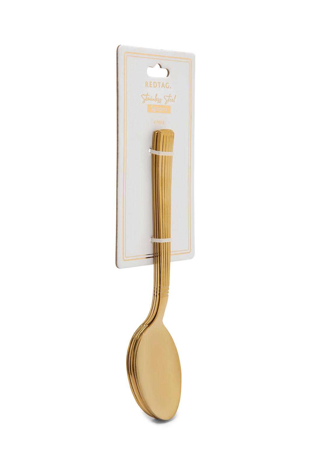 Redtag-Gold-Dinner-Spoon-Striped-Finish-Set-(4-Piece)-Category:Spoons,-Colour:Gold,-Deals:New-In,-Dept:Home,-Filter:Home-Dining,-HMW-DIN-Cutlery,-New-In-HMW-DIN,-Non-Sale,-Section:Homewares,-W22B-Home-Dining-