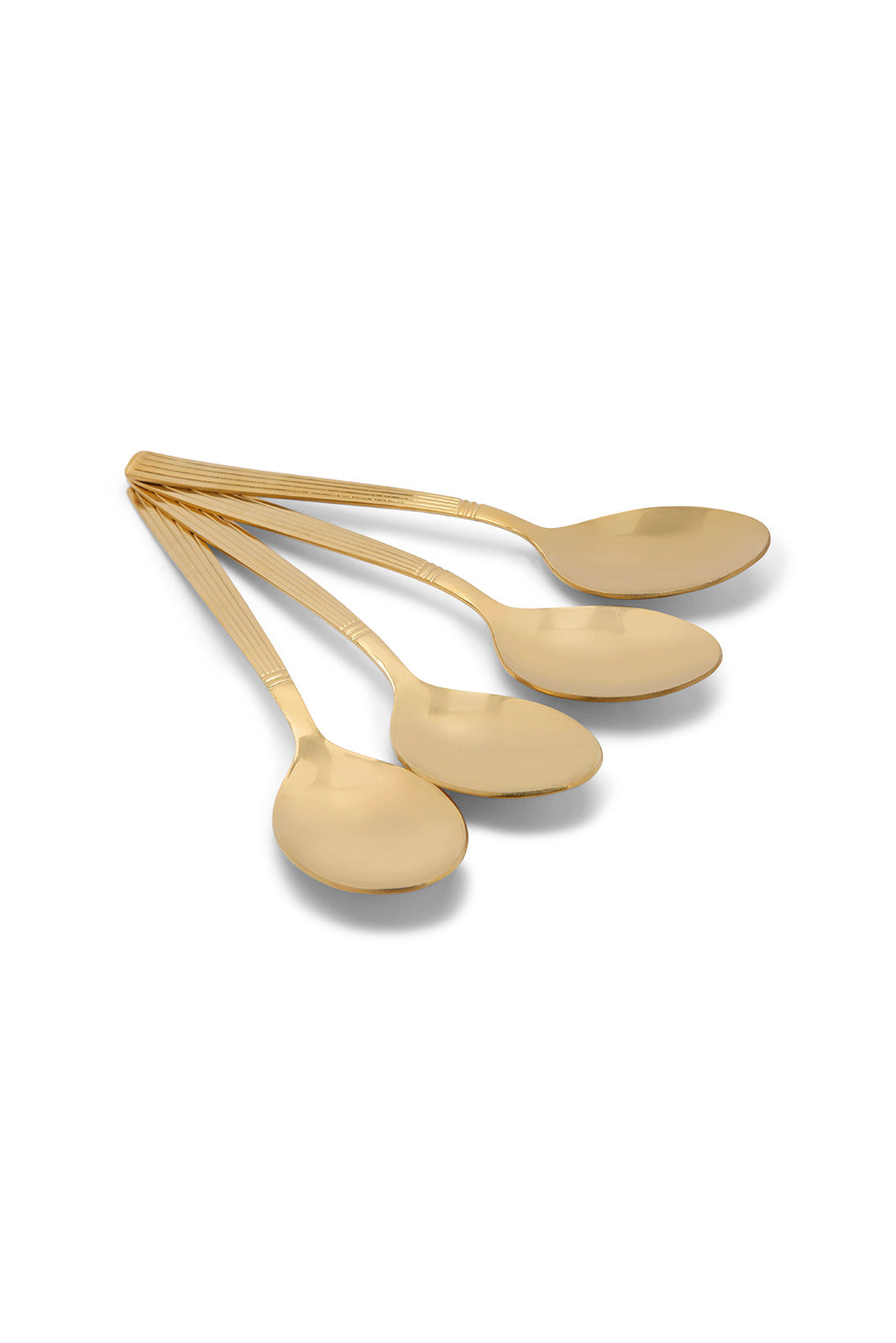Redtag-Gold-Dinner-Spoon-Striped-Finish-Set-(4-Piece)-Category:Spoons,-Colour:Gold,-Deals:New-In,-Dept:Home,-Filter:Home-Dining,-HMW-DIN-Cutlery,-New-In-HMW-DIN,-Non-Sale,-Section:Homewares,-W22B-Home-Dining-