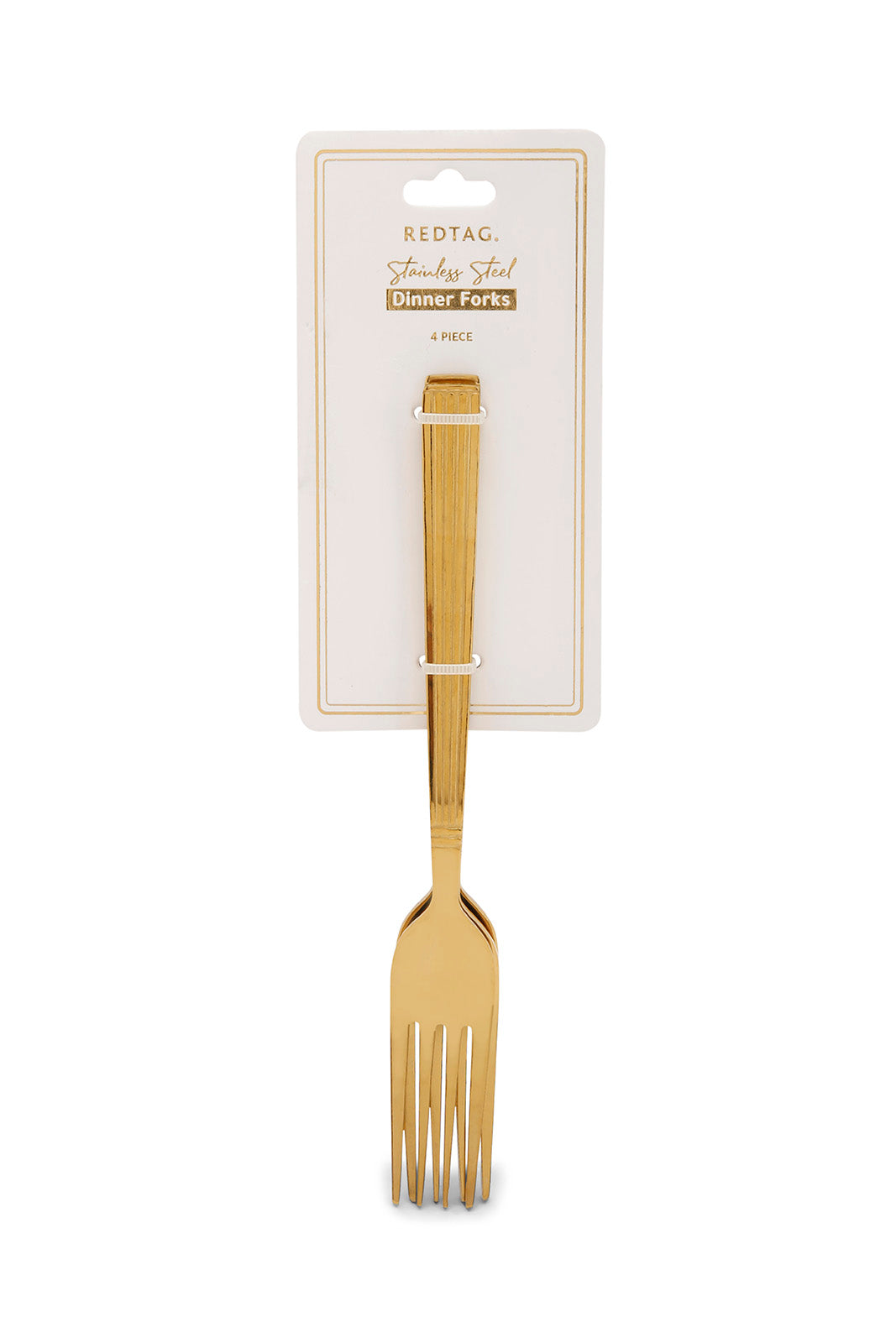Redtag-Gold-Dinner-Fork-Striped-Finish-Set-(4-Piece)-Category:Forks,-Colour:Gold,-Deals:New-In,-Dept:Home,-Filter:Home-Dining,-HMW-DIN-Cutlery,-New-In-HMW-DIN,-Non-Sale,-Section:Homewares,-W22B-Home-Dining-