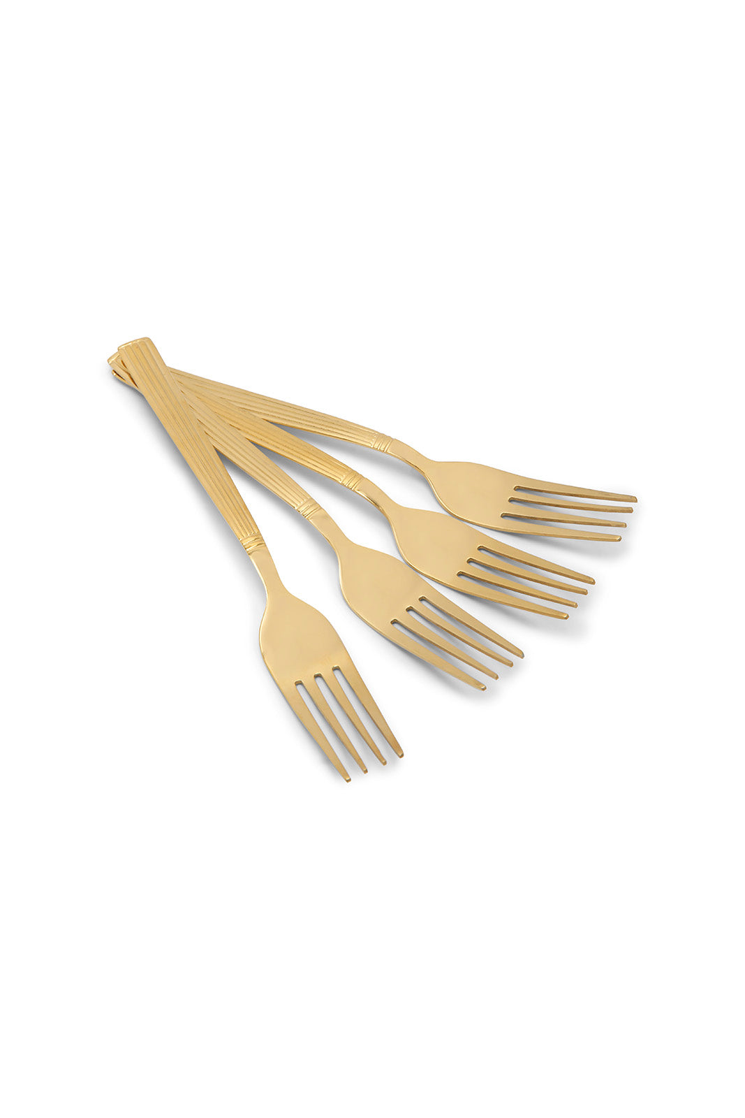 Redtag-Gold-Dinner-Fork-Striped-Finish-Set-(4-Piece)-Category:Forks,-Colour:Gold,-Deals:New-In,-Dept:Home,-Filter:Home-Dining,-HMW-DIN-Cutlery,-New-In-HMW-DIN,-Non-Sale,-Section:Homewares,-W22B-Home-Dining-