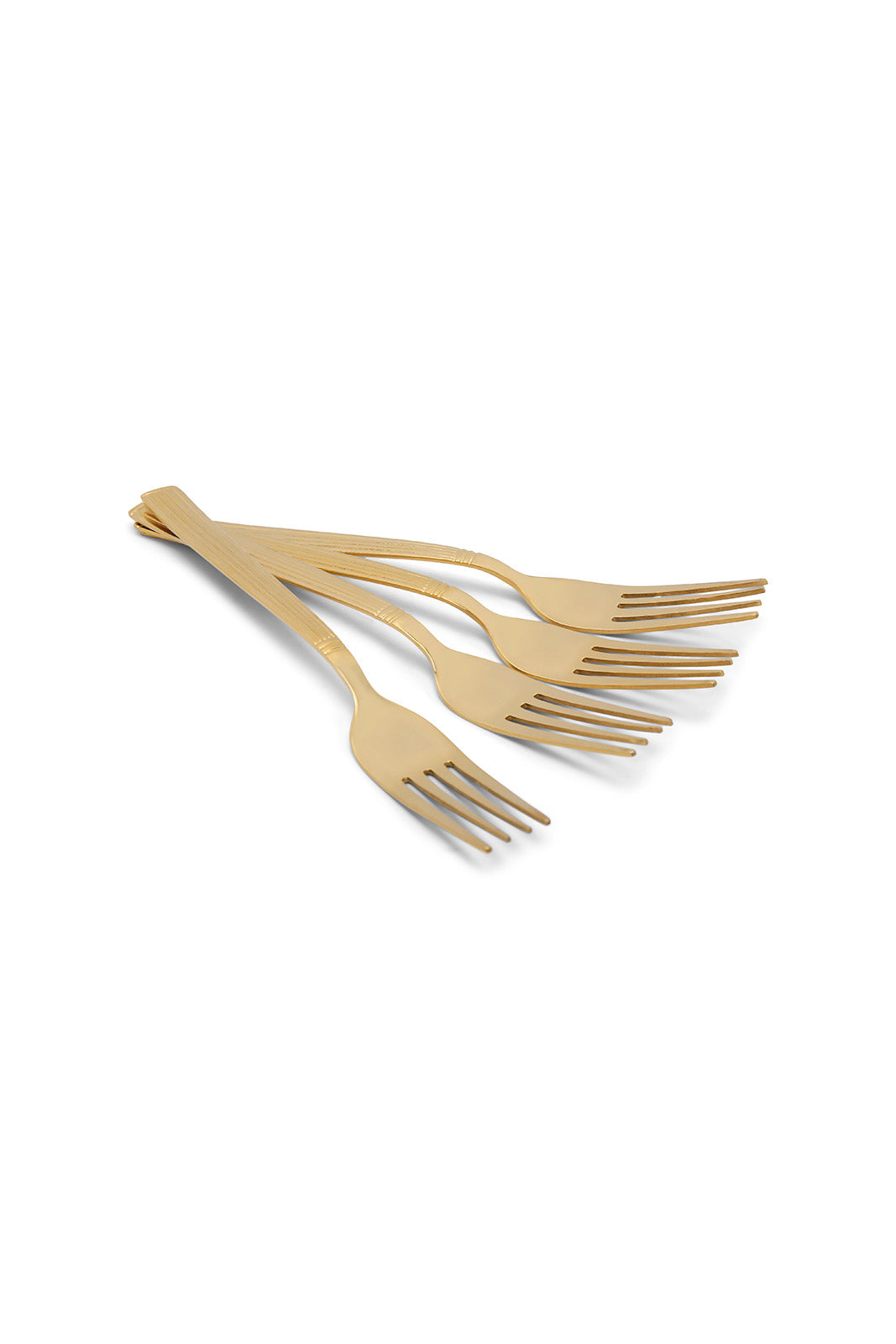 Redtag-Gold-Dinner-Fork-Striped-Finish-Set-(4-Piece)-Category:Forks,-Colour:Gold,-Deals:New-In,-Dept:Home,-Filter:Home-Dining,-HMW-DIN-Cutlery,-New-In-HMW-DIN,-Non-Sale,-Section:Homewares,-W22B-Home-Dining-