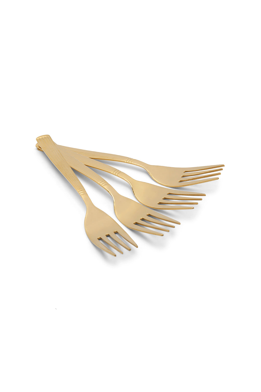 Redtag-Gold-Cake-Fork-Striped-Finishset-(4-Piece)-Category:Forks,-Colour:Gold,-Deals:New-In,-Dept:Home,-Filter:Home-Dining,-HMW-DIN-Cutlery,-New-In-HMW-DIN,-Non-Sale,-Section:Homewares,-W22B-Home-Dining-