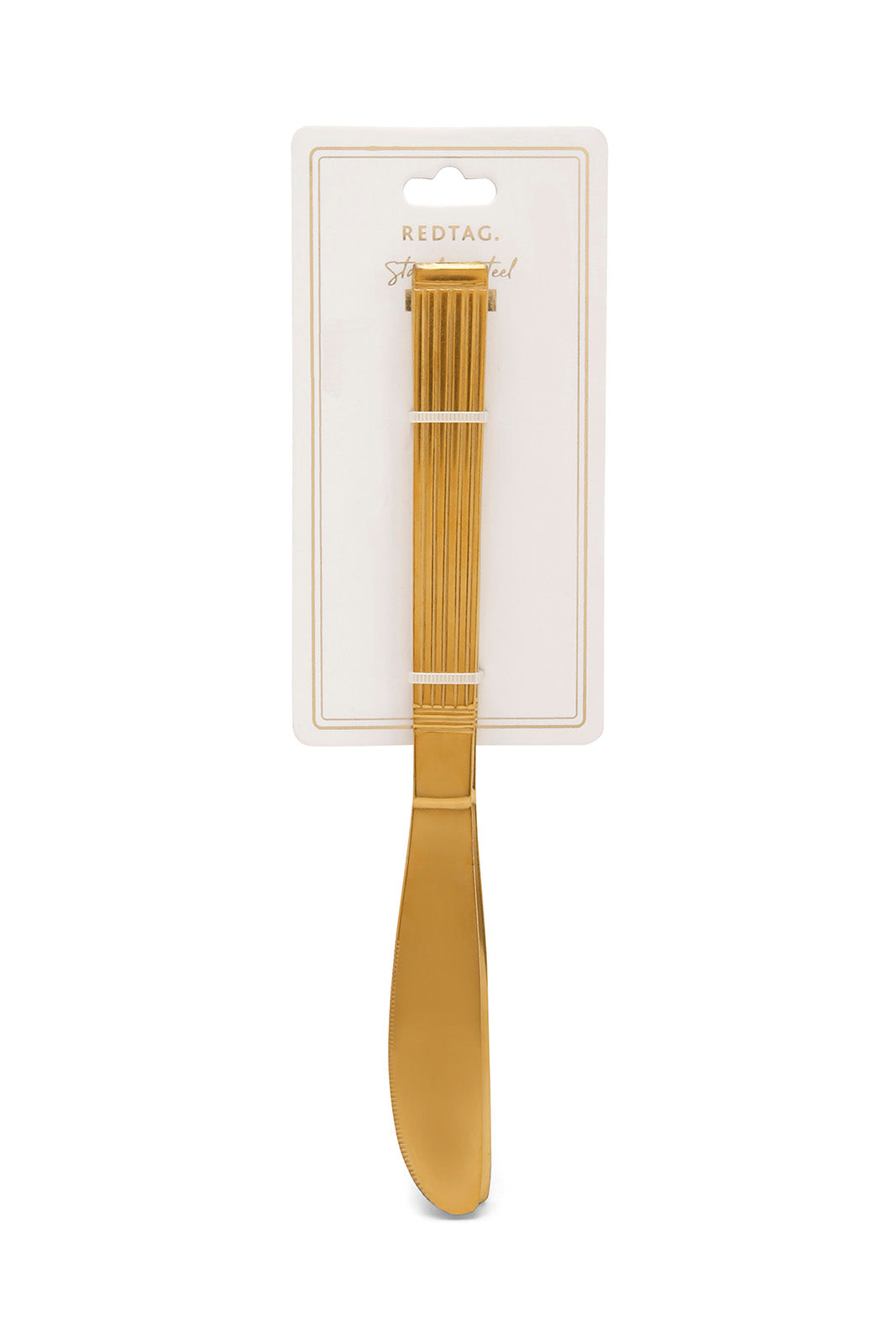 Redtag-Gold-Dinner-Knife-Striped-Finish-Set-(2-Piece)-Category:Knives,-Colour:Gold,-Deals:New-In,-Dept:Home,-Filter:Home-Dining,-HMW-DIN-Cutlery,-New-In-HMW-DIN,-Non-Sale,-Section:Homewares,-W22B-Home-Dining-