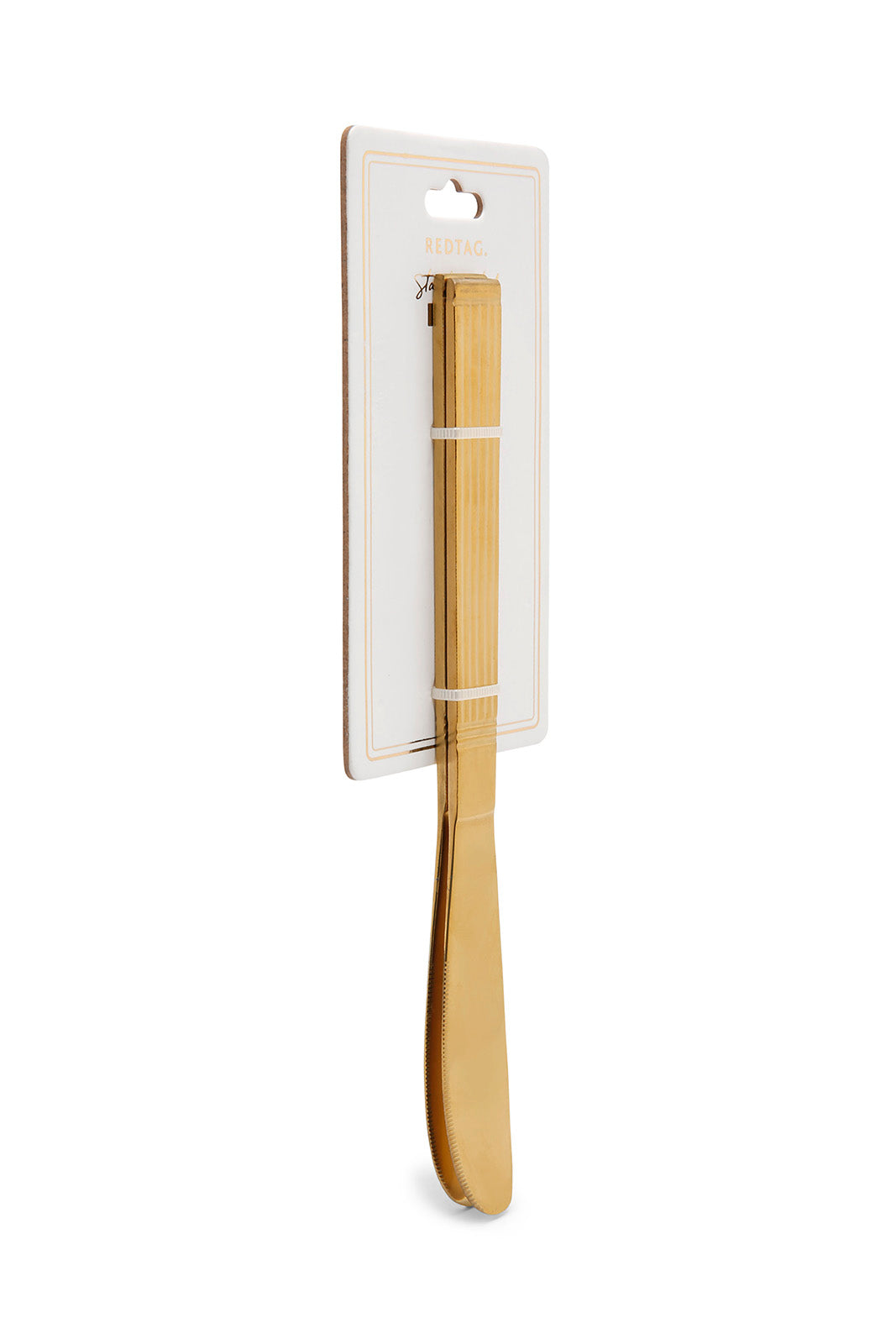 Redtag-Gold-Dinner-Knife-Striped-Finish-Set-(2-Piece)-Category:Knives,-Colour:Gold,-Deals:New-In,-Dept:Home,-Filter:Home-Dining,-HMW-DIN-Cutlery,-New-In-HMW-DIN,-Non-Sale,-Section:Homewares,-W22B-Home-Dining-