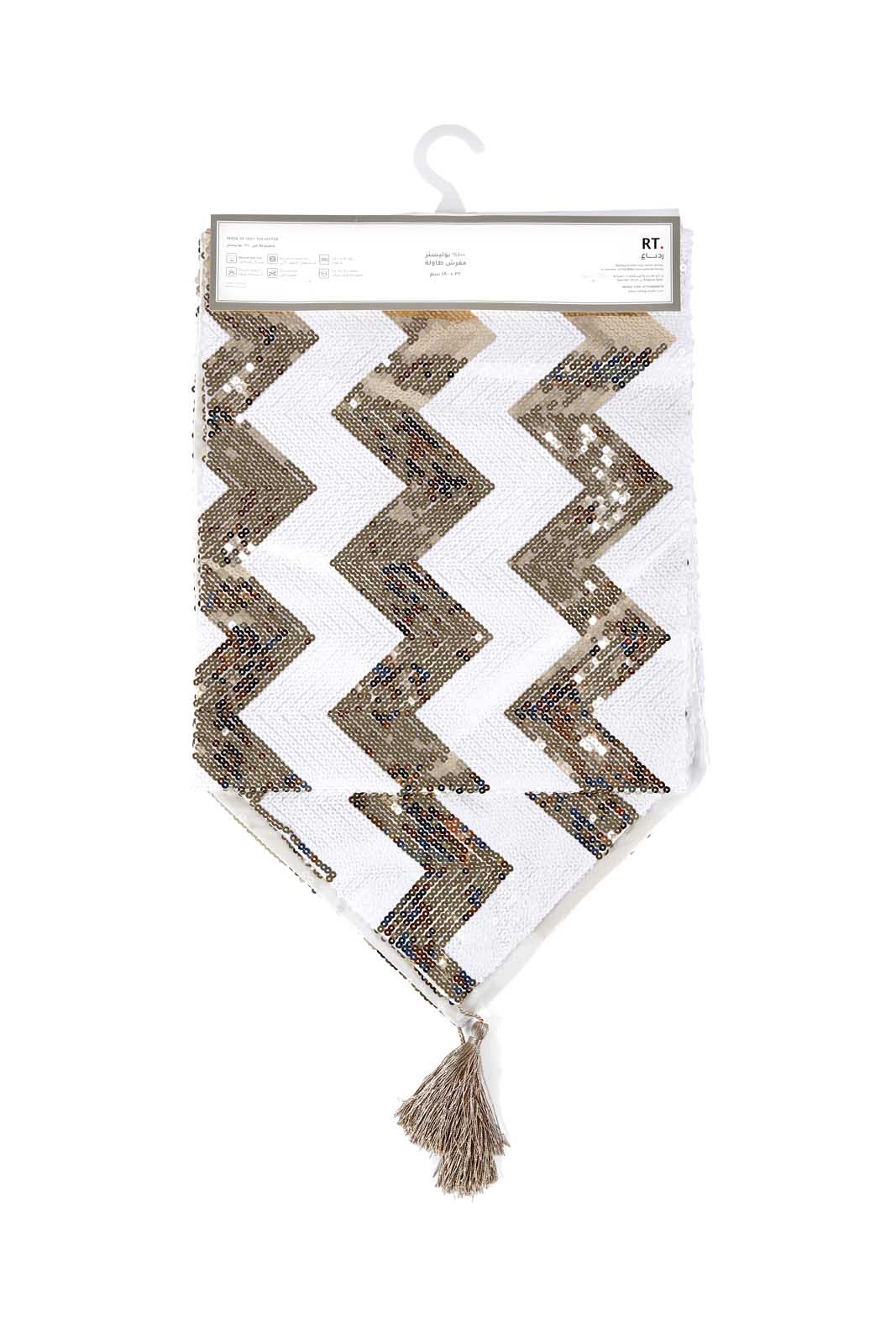 Redtag-Gold-Sequence-Pattern-Table-Runner-Category:Table-Linen,-Colour:Gold,-Deals:New-In,-Dept:Home,-Filter:Home-Dining,-HMW-DIN-Kitchen-Accessories,-New-In-HMW-DIN,-Non-Sale,-Section:Homewares,-W22B-Home-Dining-