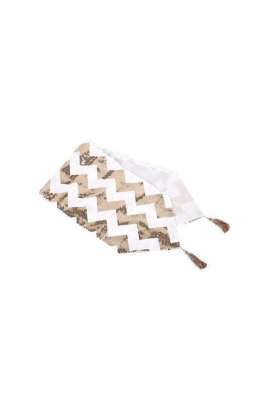 Redtag-Gold-Sequence-Pattern-Table-Runner-Category:Table-Linen,-Colour:Gold,-Deals:New-In,-Dept:Home,-Filter:Home-Dining,-HMW-DIN-Kitchen-Accessories,-New-In-HMW-DIN,-Non-Sale,-Section:Homewares,-W22B-Home-Dining-