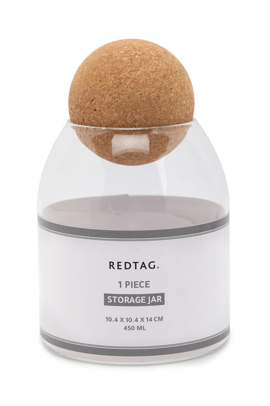 Redtag-Clear-Storage-Jar-With-Cork-Lid-(-Small)-Category:Canisters-And-Jars,-Colour:White,-Deals:New-In,-Dept:Home,-Filter:Home-Dining,-HMW-DIN-Storage,-New-In-HMW-DIN,-Non-Sale,-S23A,-Section:Homewares-Home-Dining-