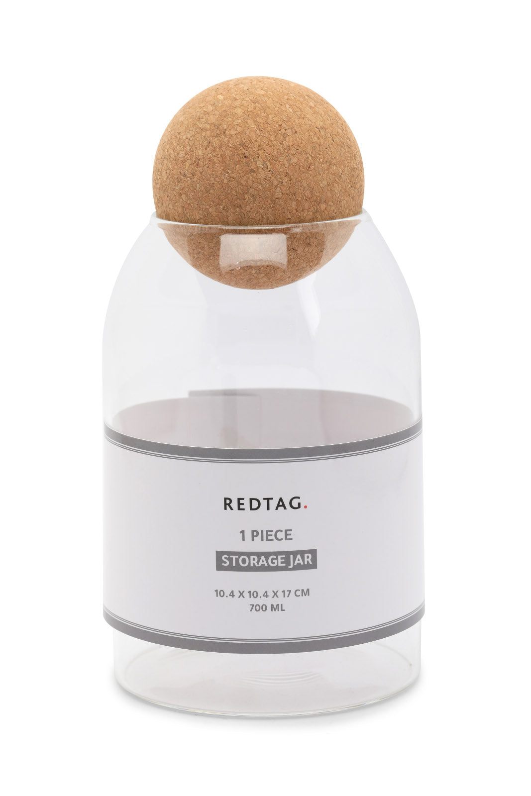Redtag-Clear-Storage-Jar-With-Cork-Lid-(Medium)-Category:Canisters-And-Jars,-Colour:White,-Deals:New-In,-Dept:Home,-Filter:Home-Dining,-HMW-DIN-Storage,-New-In-HMW-DIN,-Non-Sale,-S23A,-Section:Homewares-Home-Dining-