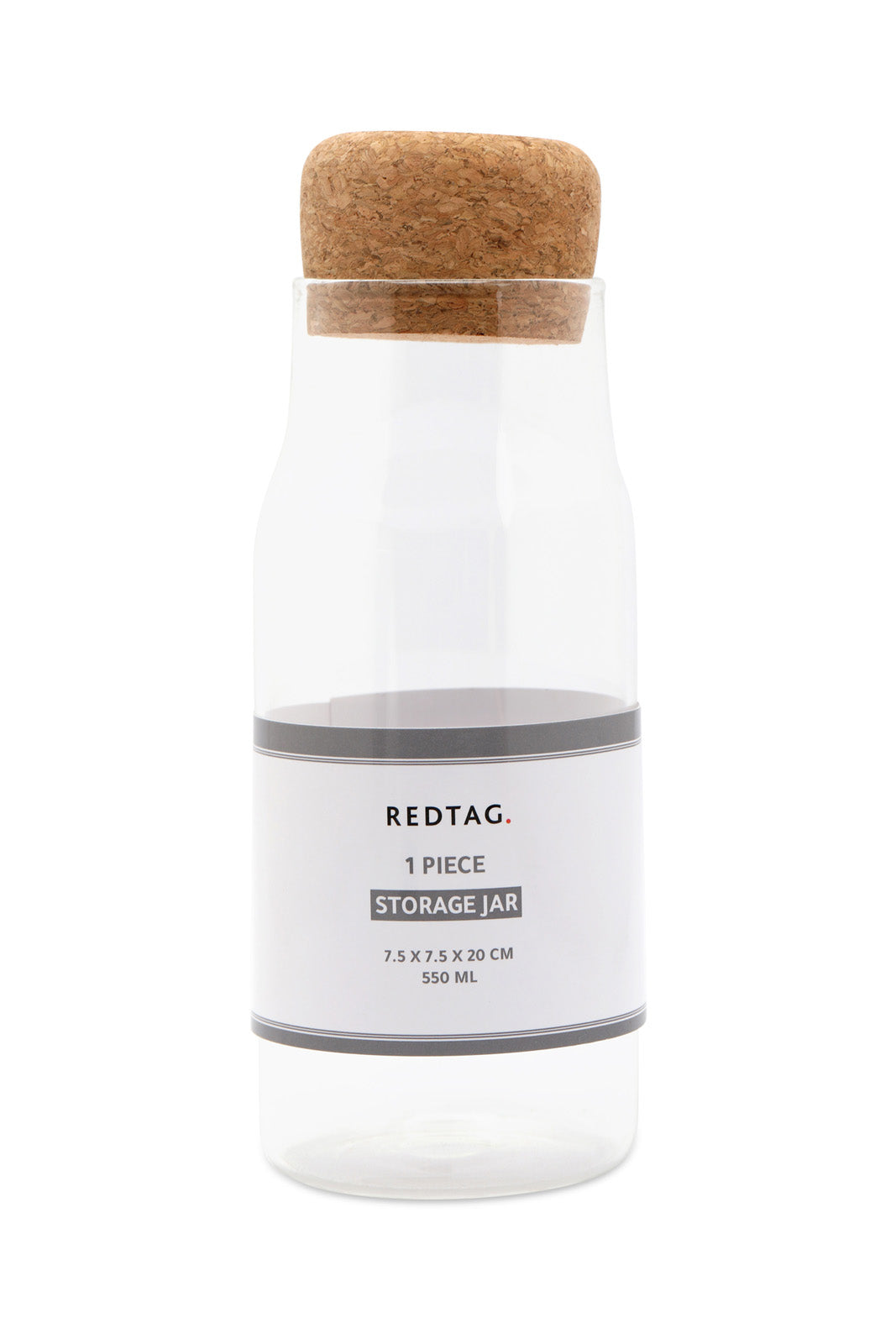 Redtag-Clear-Storage-Jar-With-Cork-Lid-(Medium)-Category:Canisters-And-Jars,-Colour:White,-Deals:New-In,-Dept:Home,-Filter:Home-Dining,-HMW-DIN-Storage,-New-In-HMW-DIN,-Non-Sale,-S23A,-Section:Homewares-Home-Dining-