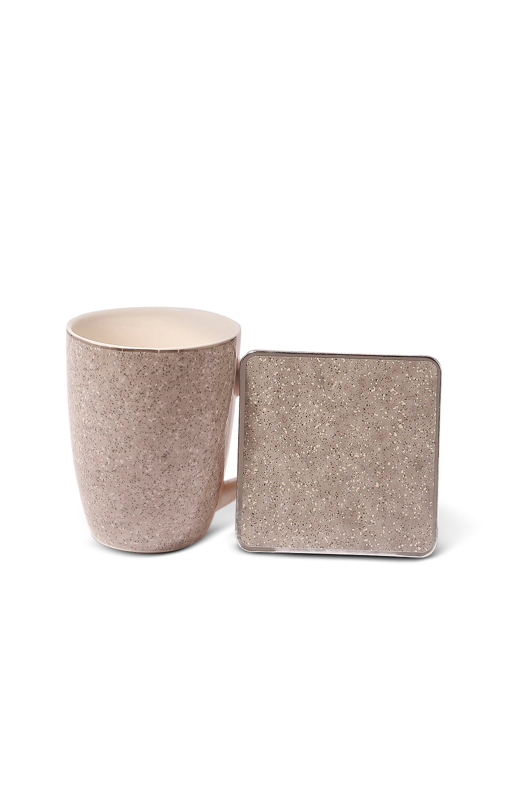 Redtag-Grey-Mug-With-Silvery-Rim-+-Wooden-Coaster-(2-Piece)-Category:Cups-&-Mugs,-Colour:Grey,-Deals:New-In,-Dept:Home,-Filter:Home-Dining,-HMW-DIN-Crockery,-New-In-HMW-DIN,-Non-Sale,-S23A,-Section:Homewares-Home-Dining-