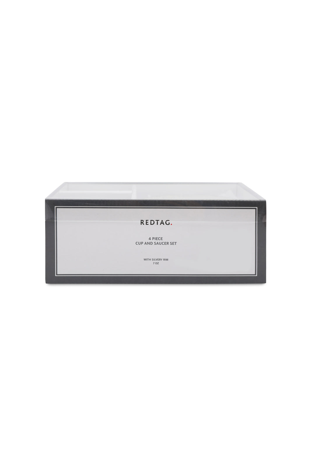 Redtag-Grey-Cup-And-Saucer-Set-With-Silvery-Rim-(4-Piece)-Category:Cups-&-Mugs,-Colour:Grey,-Deals:New-In,-Dept:Home,-Filter:Home-Dining,-HMW-DIN-Crockery,-New-In-HMW-DIN,-Non-Sale,-S23A,-Section:Homewares-Home-Dining-