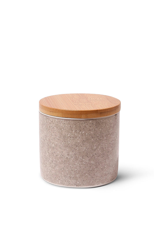 Redtag-Grey-Canister-With-Silvery-Rim-Bamboo-Lid-(Small)-Category:Cups-&-Mugs,-Colour:Grey,-Deals:New-In,-Dept:Home,-Filter:Home-Dining,-HMW-DIN-Crockery,-New-In-HMW-DIN,-Non-Sale,-S23A,-Section:Homewares-Home-Dining-