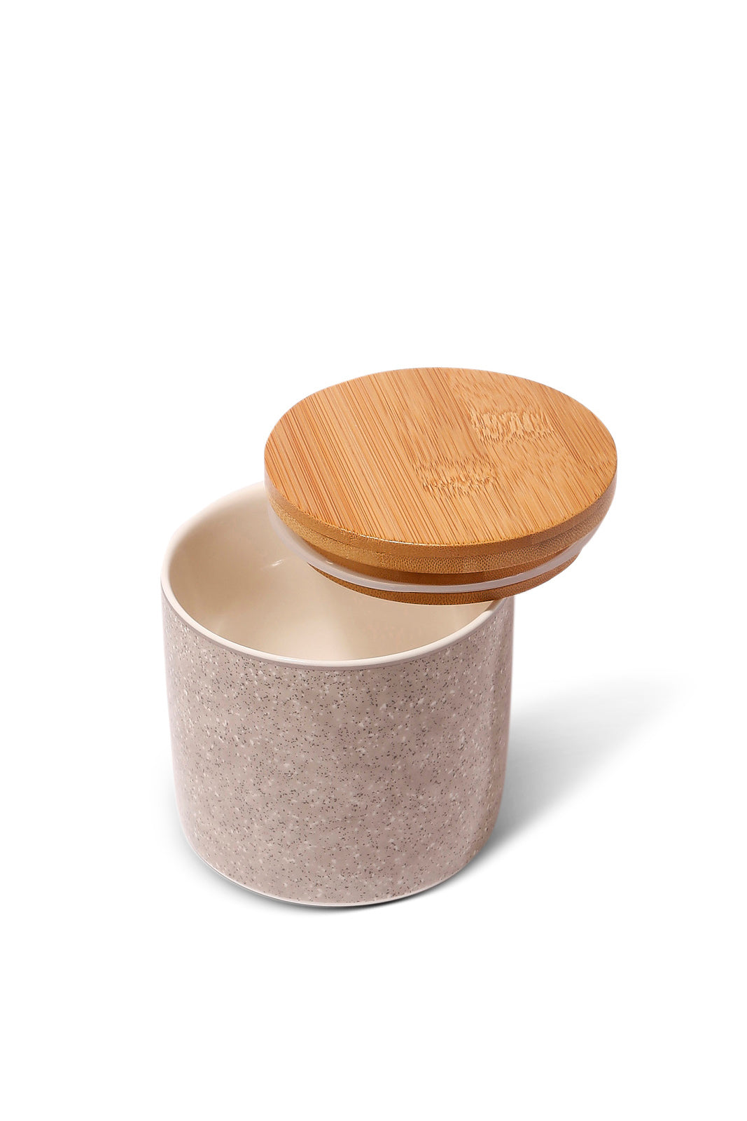 Redtag-Grey-Canister-With-Silvery-Rim-Bamboo-Lid-(Small)-Category:Cups-&-Mugs,-Colour:Grey,-Deals:New-In,-Dept:Home,-Filter:Home-Dining,-HMW-DIN-Crockery,-New-In-HMW-DIN,-Non-Sale,-S23A,-Section:Homewares-Home-Dining-