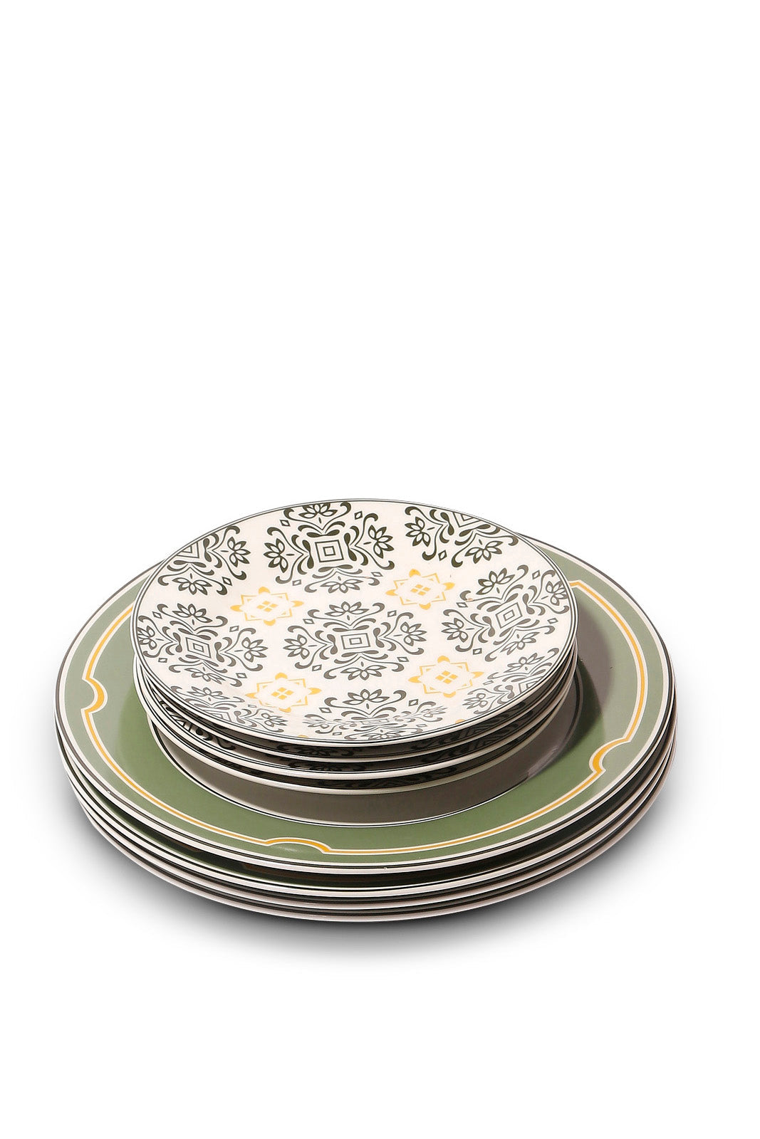 Redtag-Green-Geomatirc-Dinner-Set-(20-Piece)-Category:Dinner-Sets,-Colour:Green,-Deals:New-In,-Dept:Home,-Filter:Home-Dining,-HMW-DIN-Crockery,-New-In-HMW-DIN,-Non-Sale,-S23A,-Section:Homewares-Home-Dining-