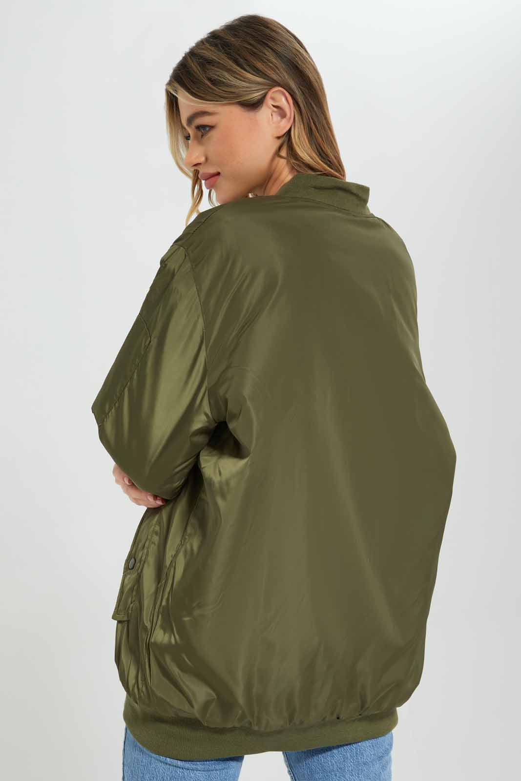 Redtag-Women-Brown-Long-Bomber-Jacket-Category:Jackets,-Colour:Brown,-Deals:New-In,-Filter:Women's-Clothing,-New-In-Women-APL,-Non-Sale,-Section:Women,-W22A,-Women-Jackets-Women's-