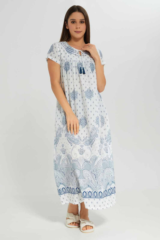 Redtag-Women-Beige-Aop-Longsleeves-Nightgown-Category:Nightgowns,-Colour:Assorted,-Deals:New-In,-Dept:Ladieswear,-Filter:Women's-Clothing,-New-In-Women-APL,-Non-Sale,-Section:Women,-W22B,-Women-Nightgowns--