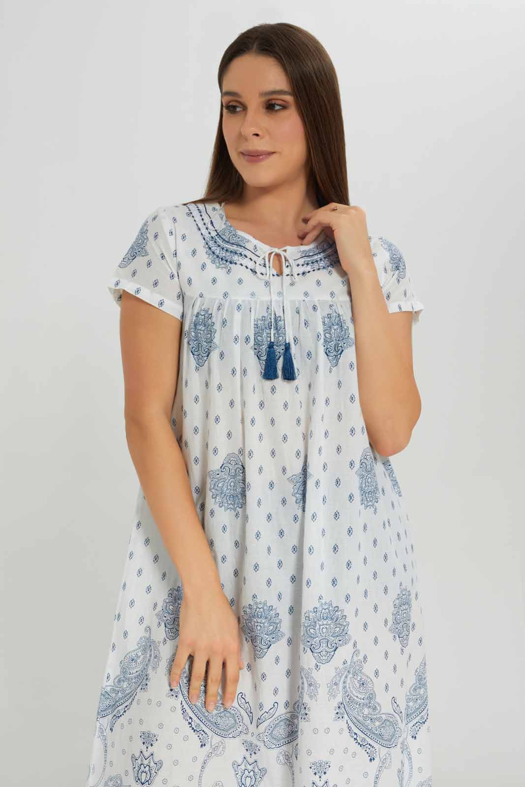 Redtag-Women-Beige-Aop-Longsleeves-Nightgown-Category:Nightgowns,-Colour:Assorted,-Deals:New-In,-Dept:Ladieswear,-Filter:Women's-Clothing,-New-In-Women-APL,-Non-Sale,-Section:Women,-W22B,-Women-Nightgowns--